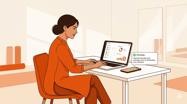 Studio owner working at desk with Centrl Studio open on laptop