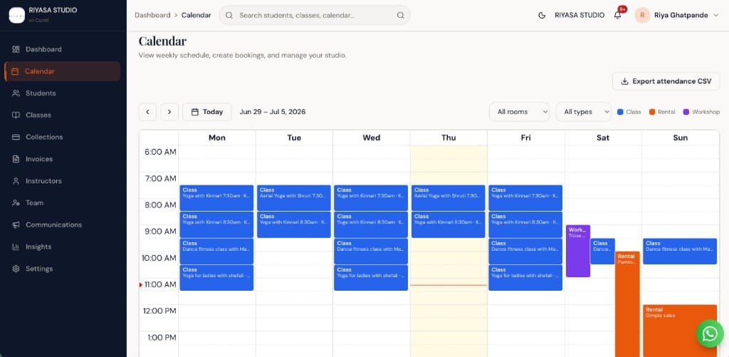 Class Scheduling in Centrl Studio — batch timetable and class calendar management